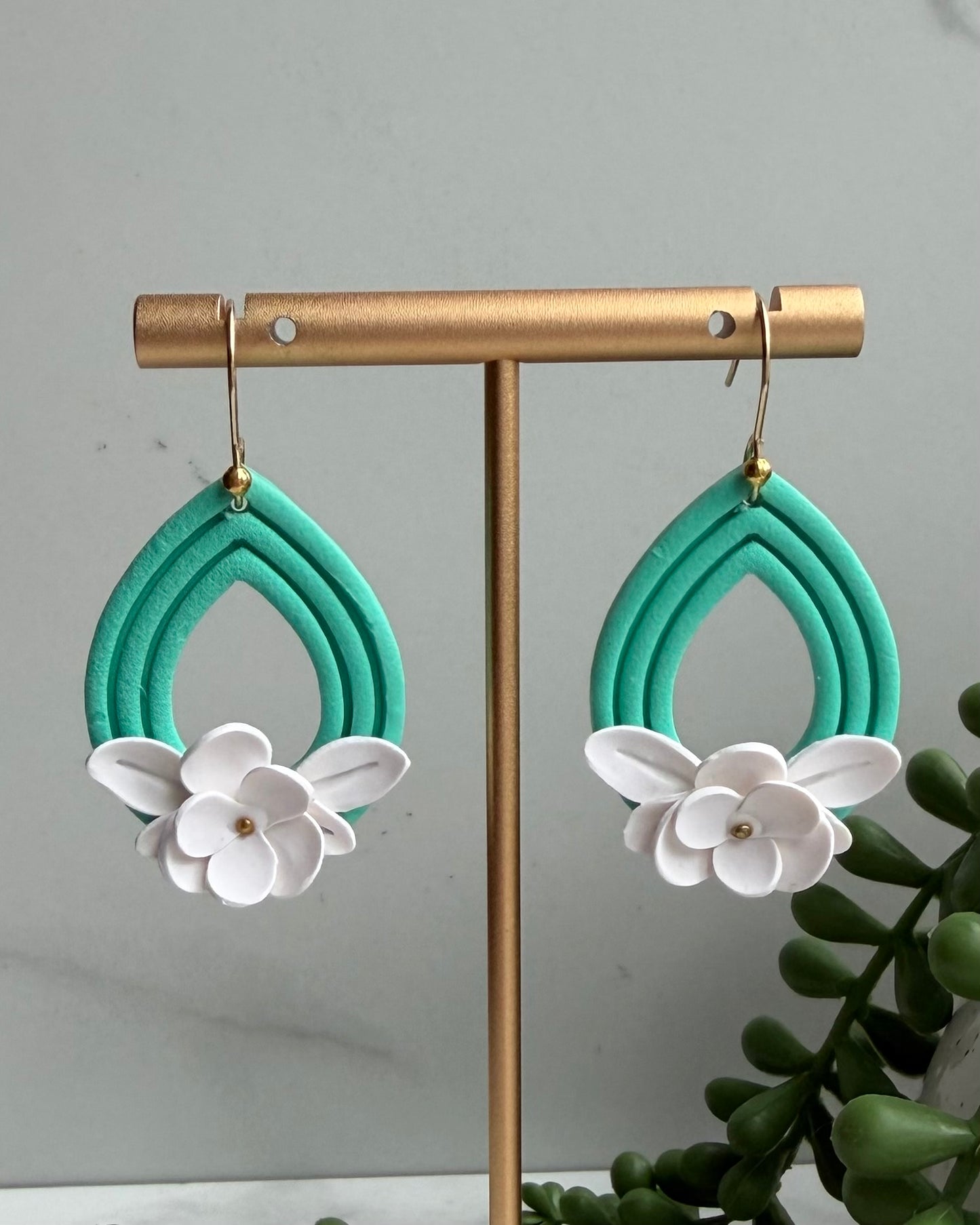 Turquoise Floral Teardrop Earrings