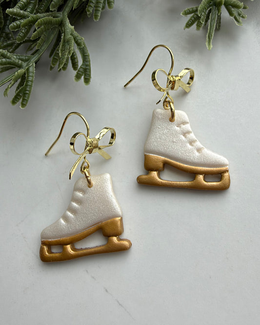 Ice Skate Bow Earrings (gold)