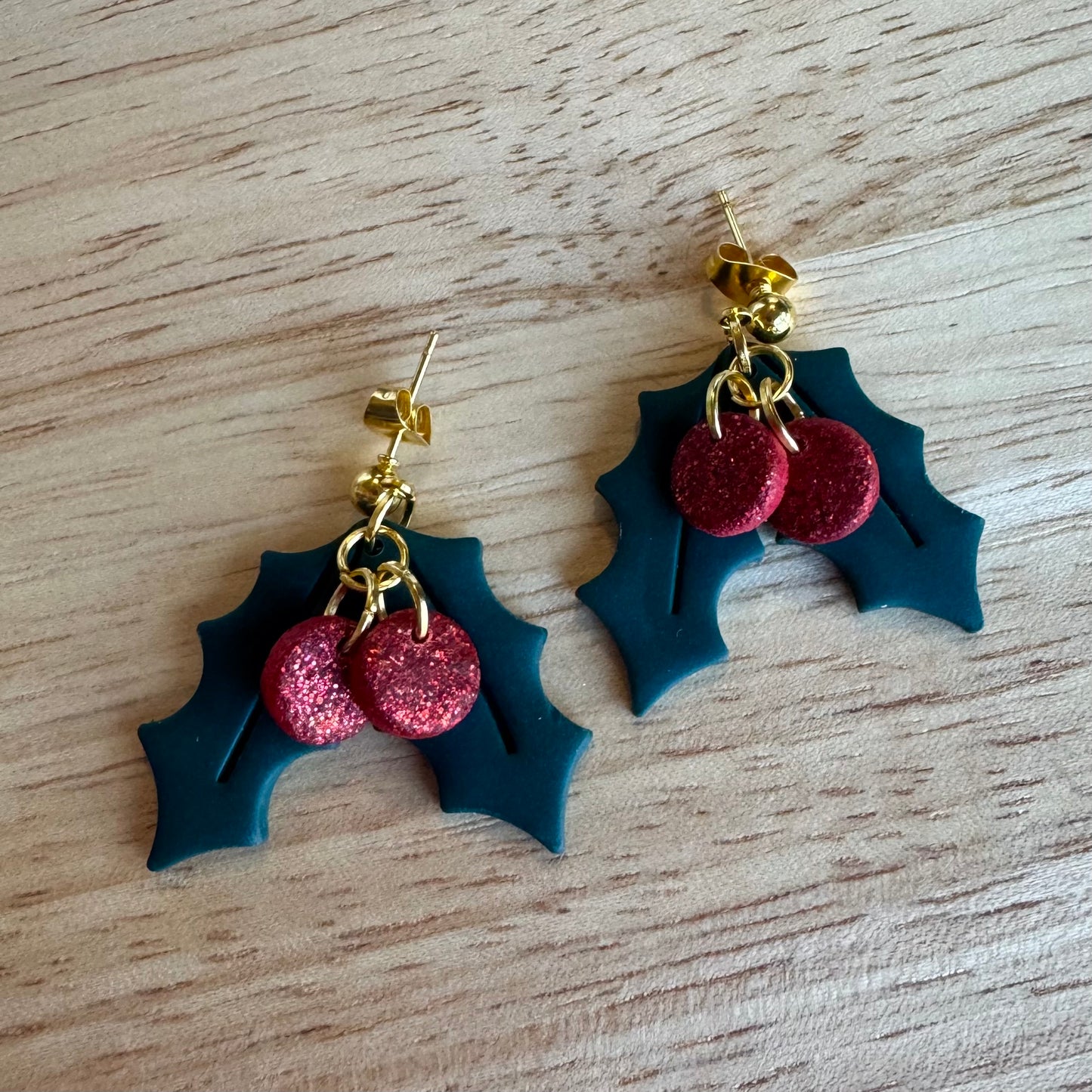 Holly Leaf Dangle Post Earrings