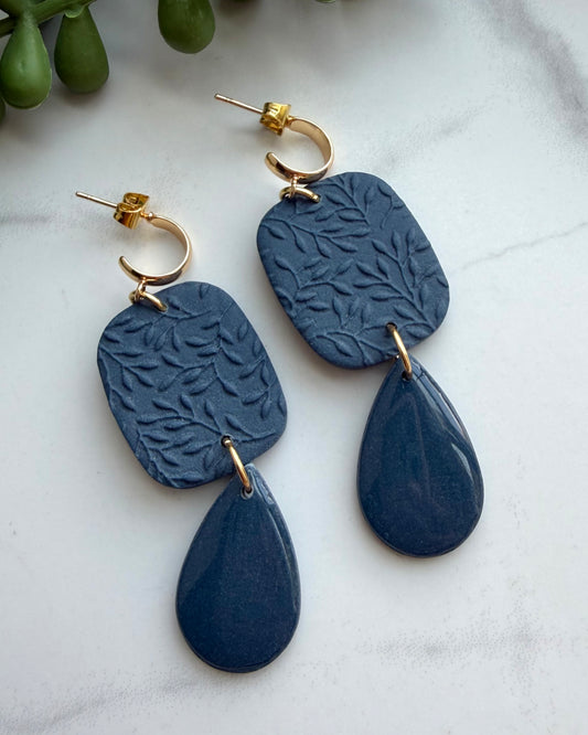 Textured Drop Earrings (navy)