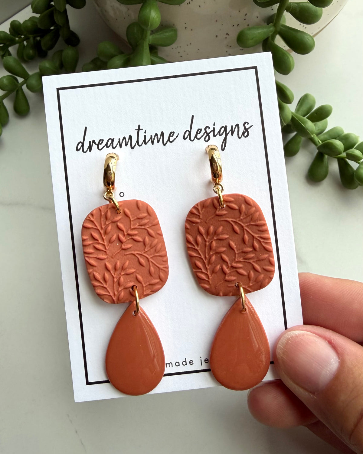 Textured Drop Earrings (terra cotta)
