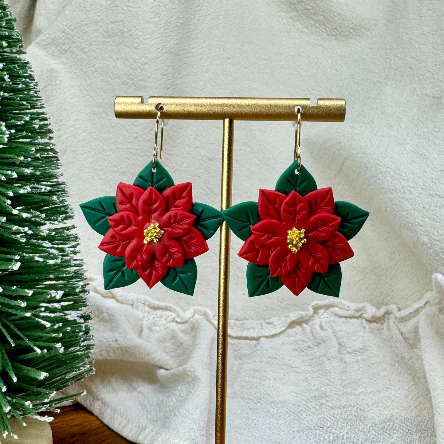 Poinsettia Fishhook Earrings