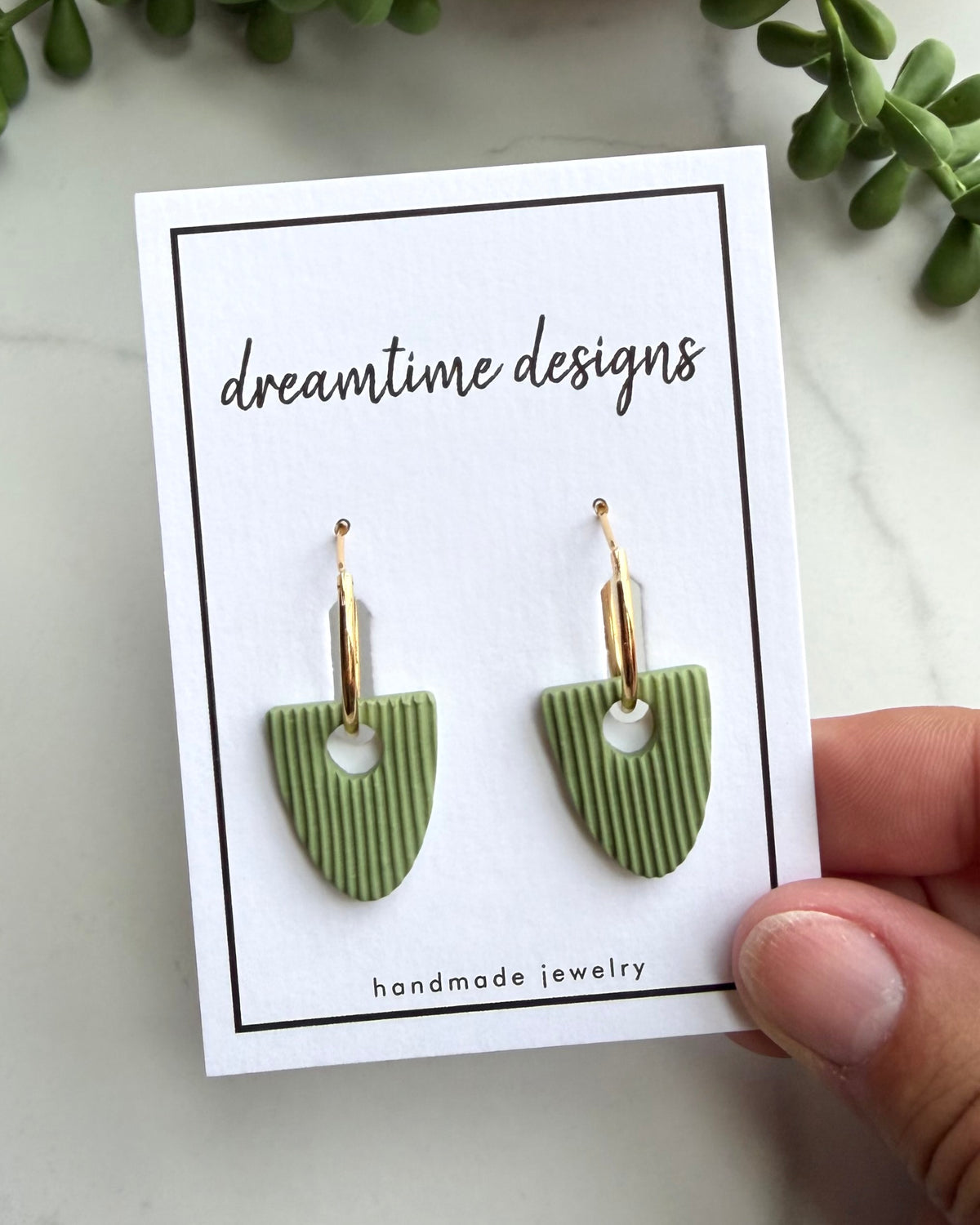 Harvest Charm Hoops (sage)