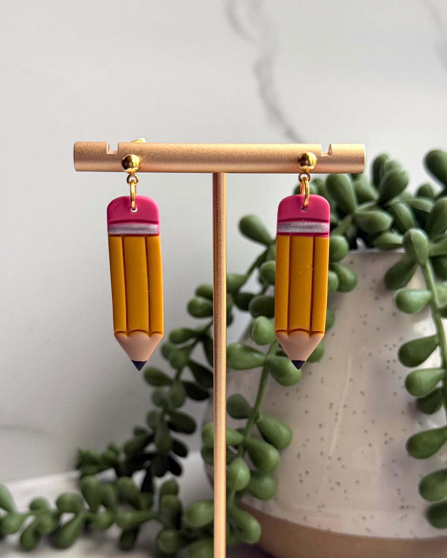 Pencil Dangle Post Earrings
