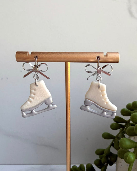 Ice Skate Bow Earrings (silver)