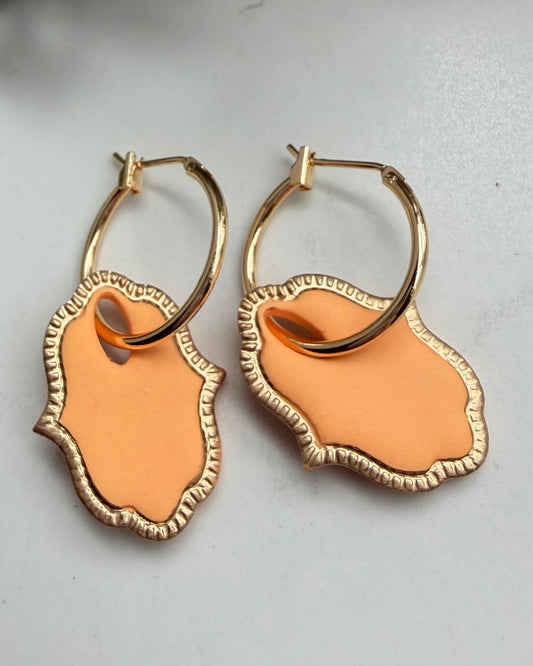Halo Frame Hoop Earrings (Orange)