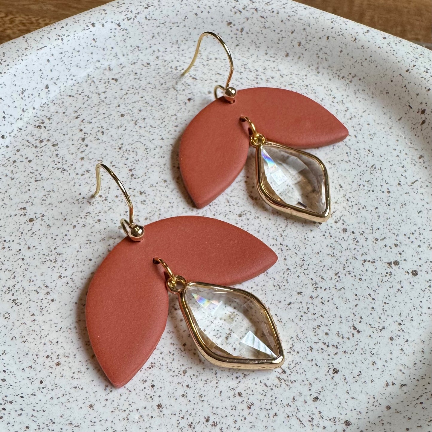 Luna Drop Fishhook Earrings (Rust)