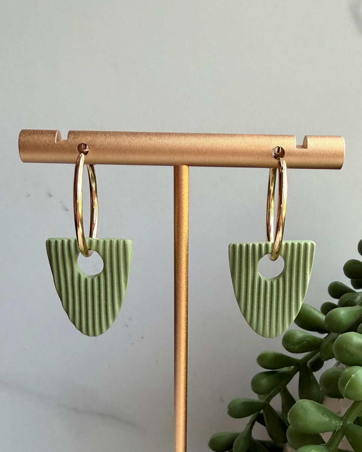 Harvest Charm Hoops (sage)