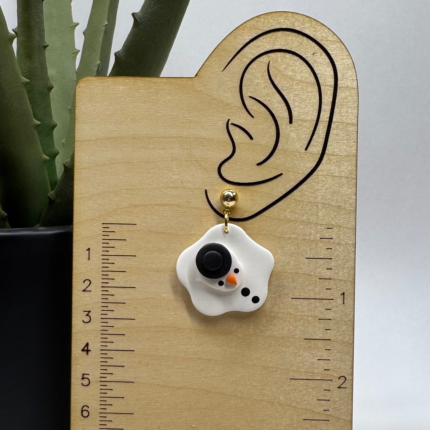 Melted Snowman Dangle Post Earrings