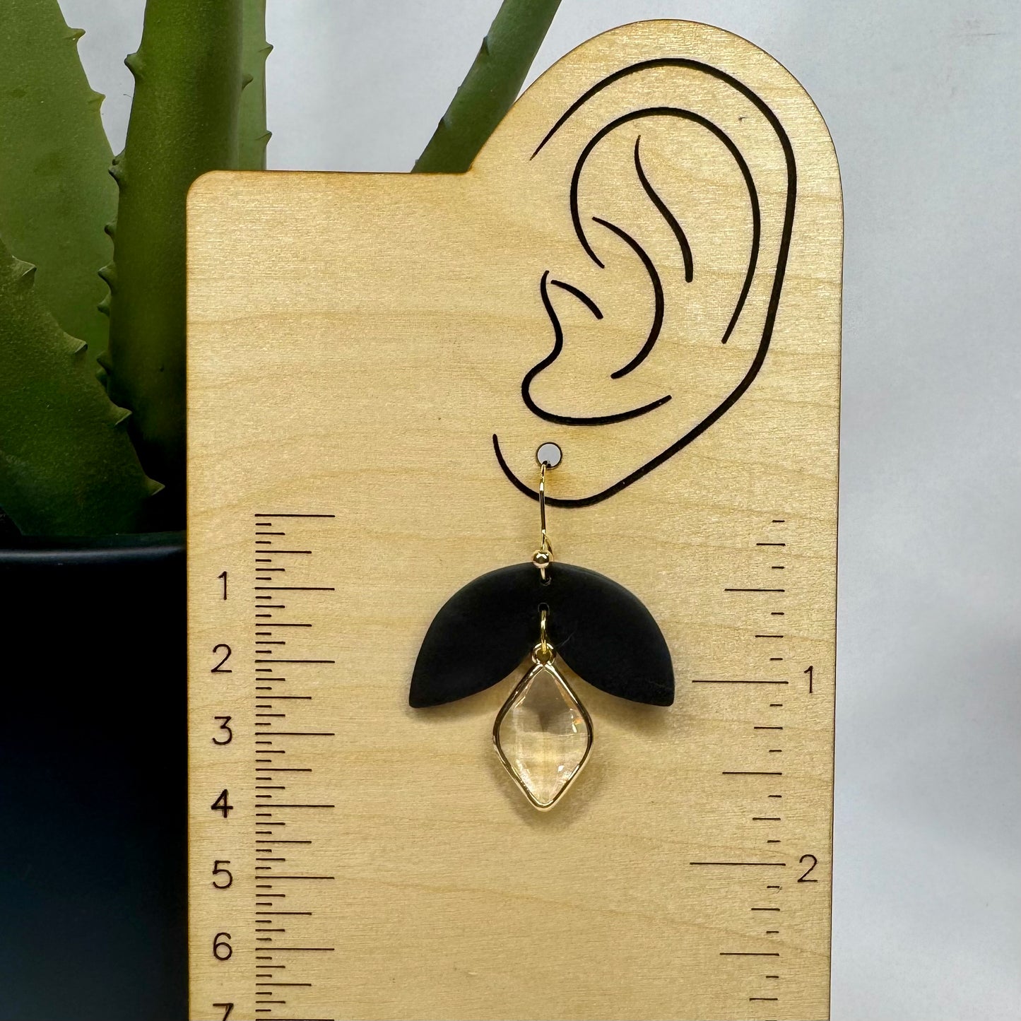 Luna Drop Fishhook Earrings (Black)