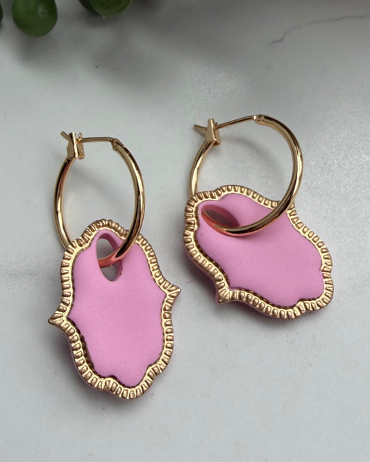 Halo Frame Hoop Earrings (pink)