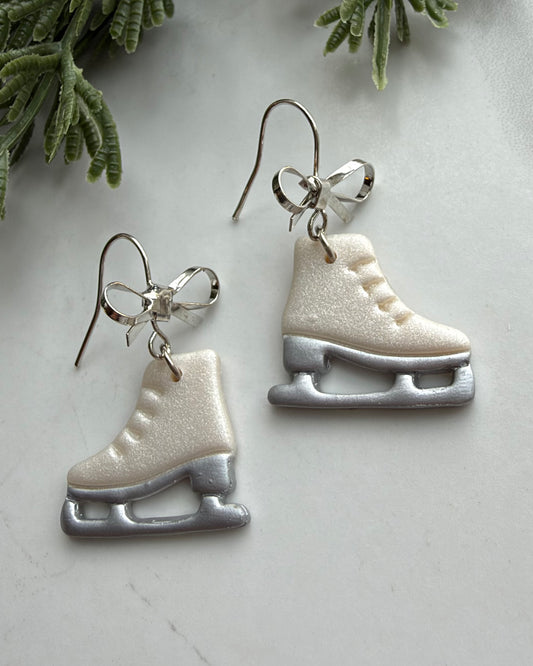 Ice Skate Bow Earrings (silver)