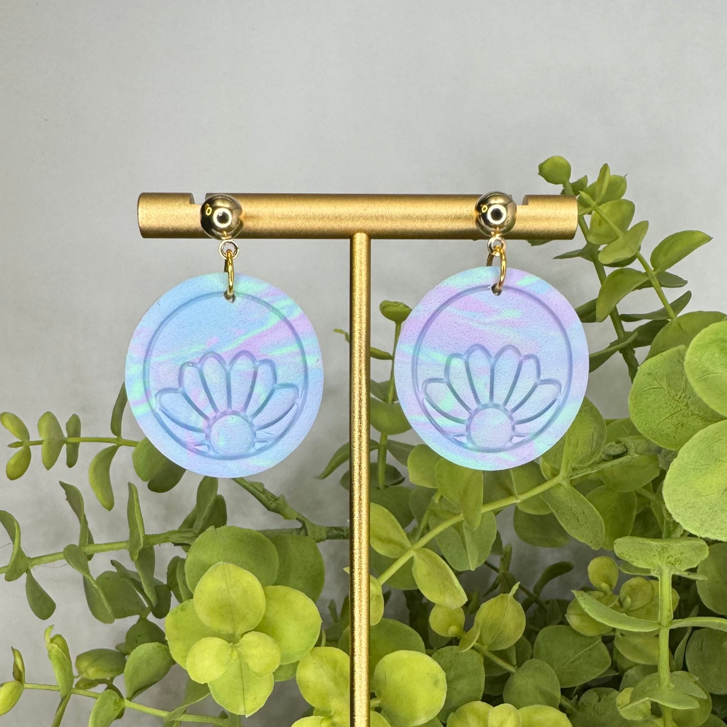 Tie Dye Daisy Dangle Post Earrings