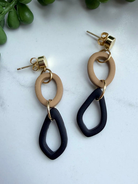 Modern Neutral Geometric Dangle (black & tan)