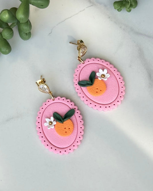 Orange Floral Earrings