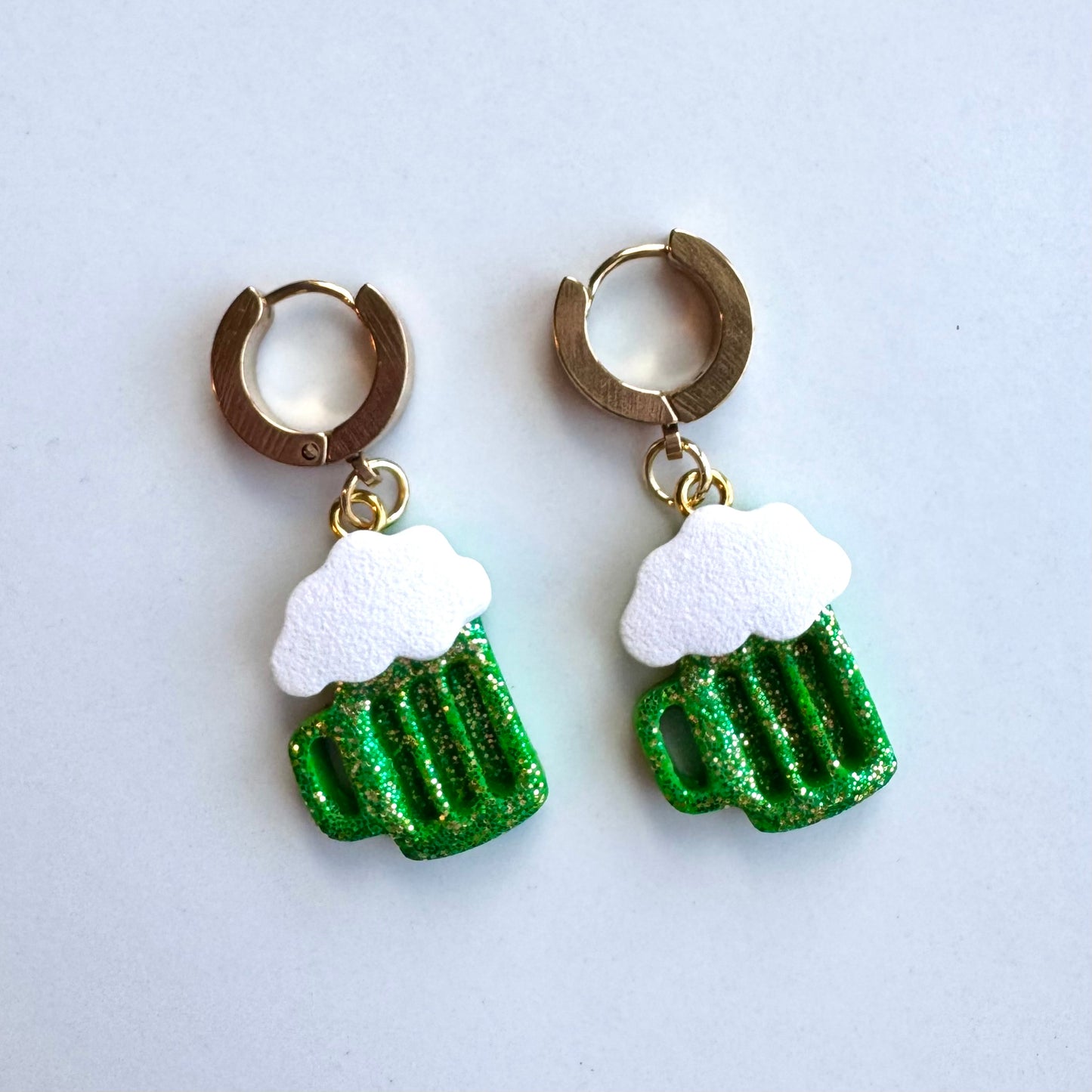 Green Beer Huggie Hoops