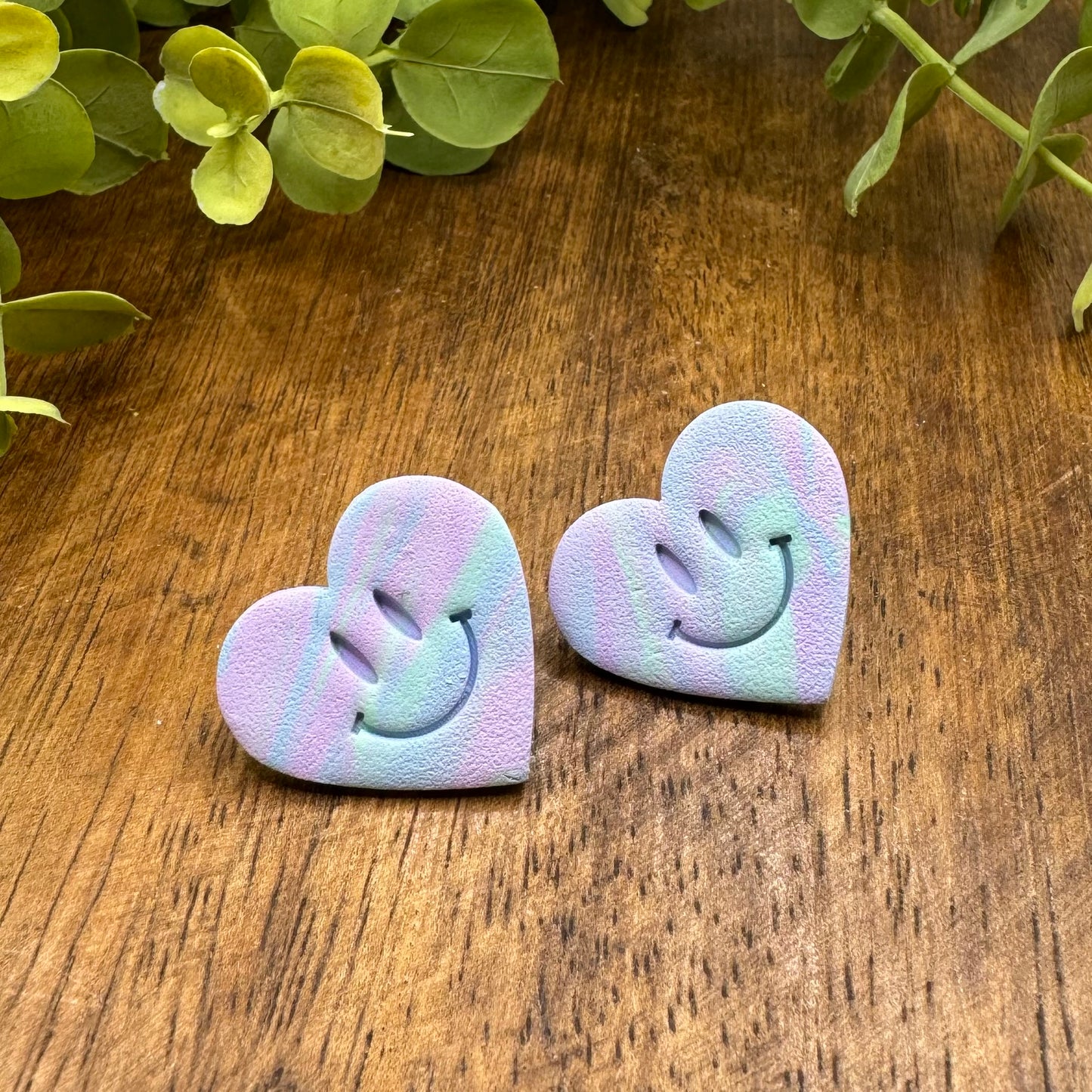 Tie Dye Smile Heart Post Earrings