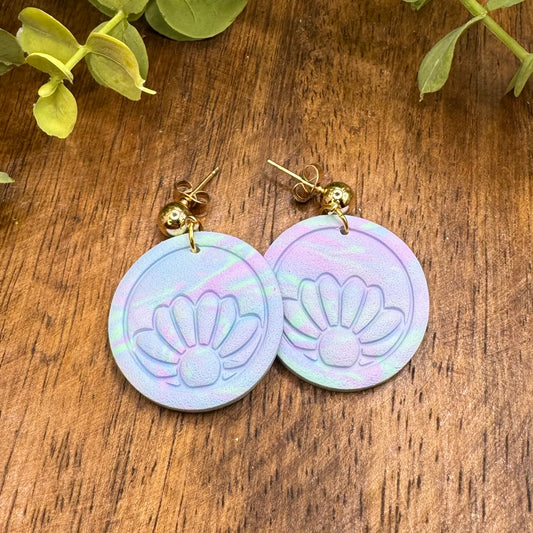 Tie Dye Daisy Dangle Post Earrings