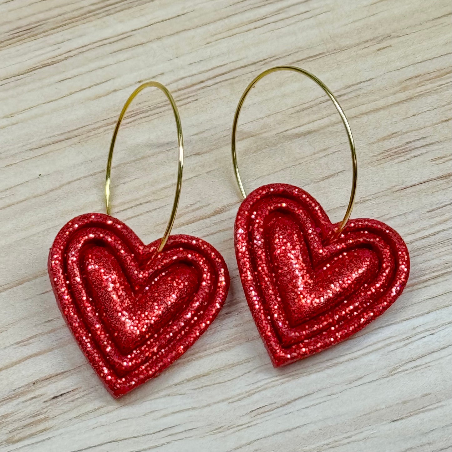 Glitter Heart Hoops