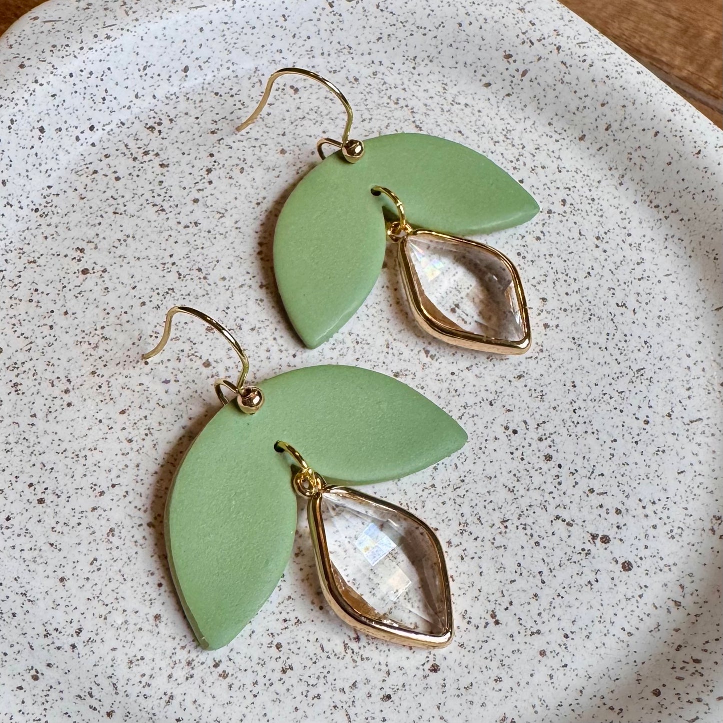 Luna Drop Fishhook Earrings (Sage)