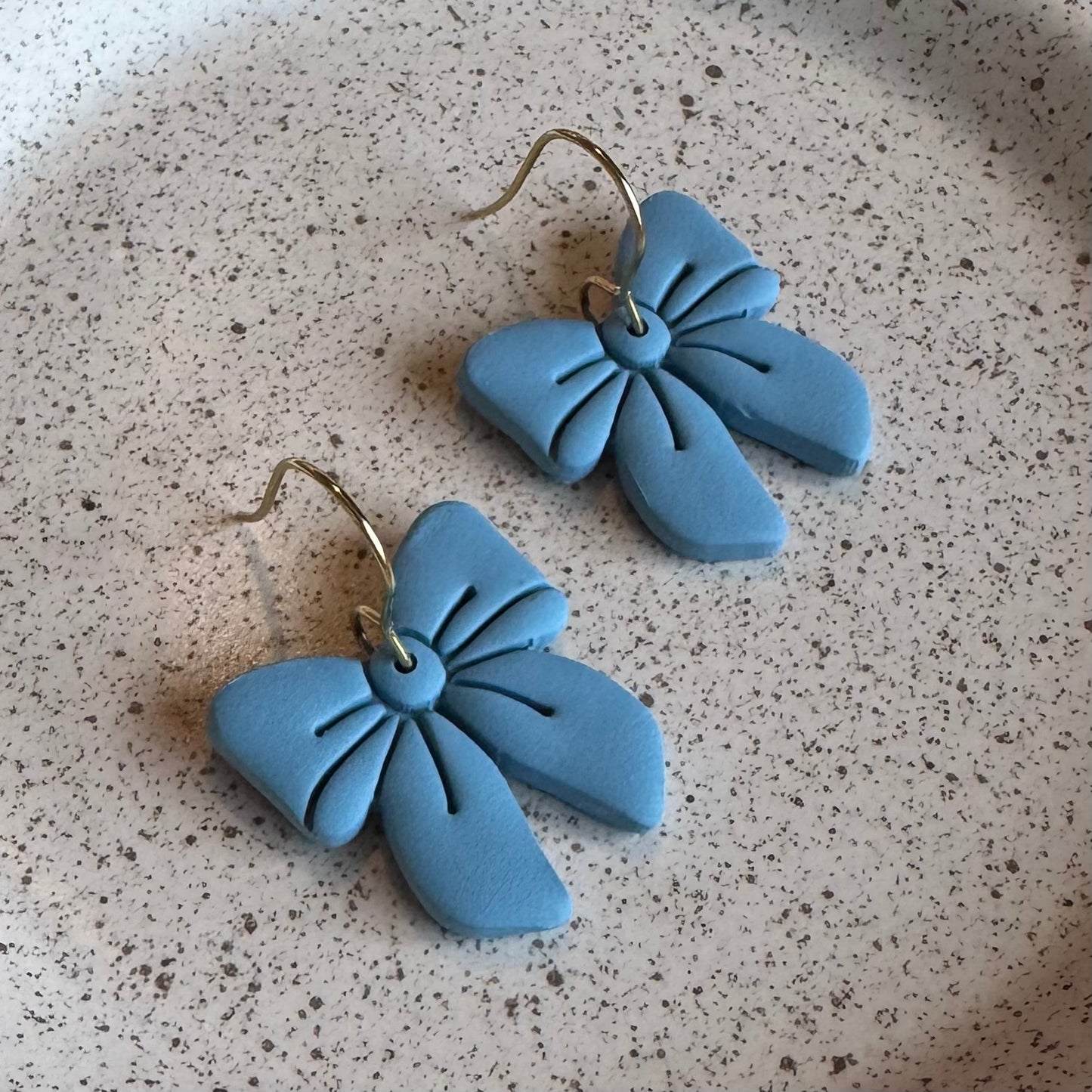 Bow Fishhook Earrings (blue)