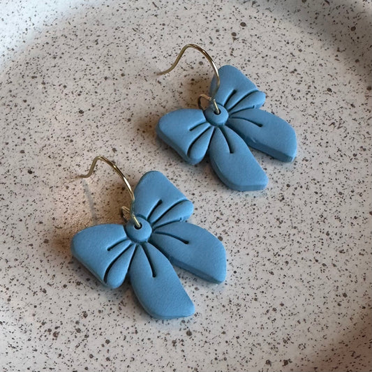 Bow Fishhook Earrings (blue)