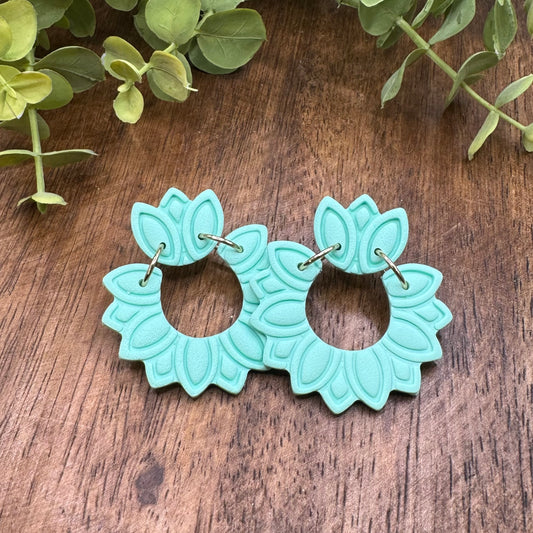 Mint Green Bloom Dangle Post Earrings