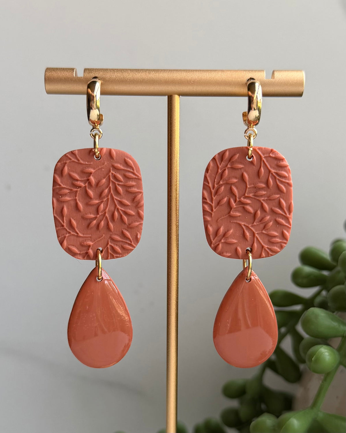 Textured Drop Earrings (terra cotta)