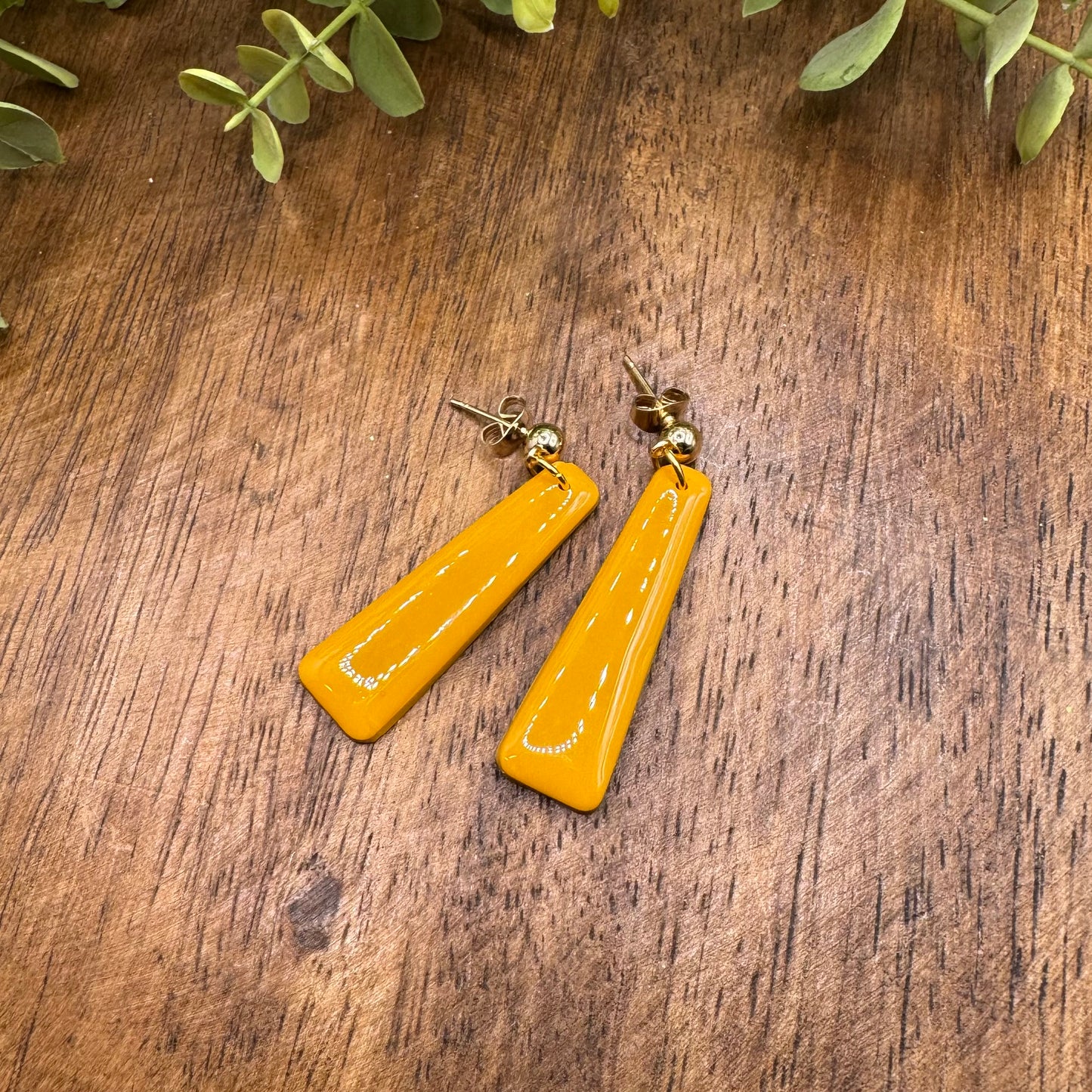 Mustard Yellow Dangle Post Earrings