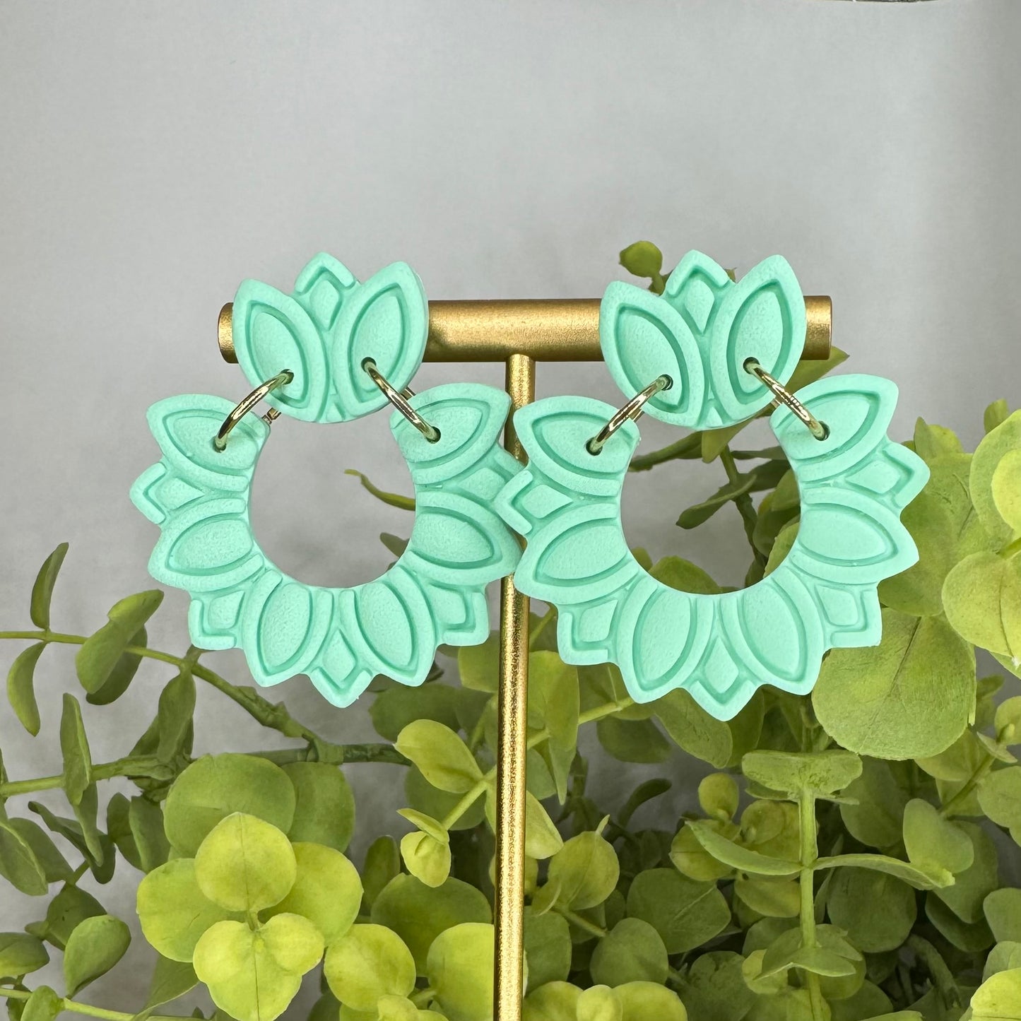 Mint Green Bloom Dangle Post Earrings