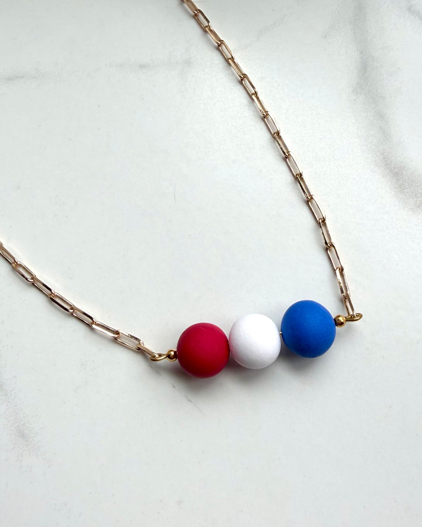 Red, White & Bead Necklace