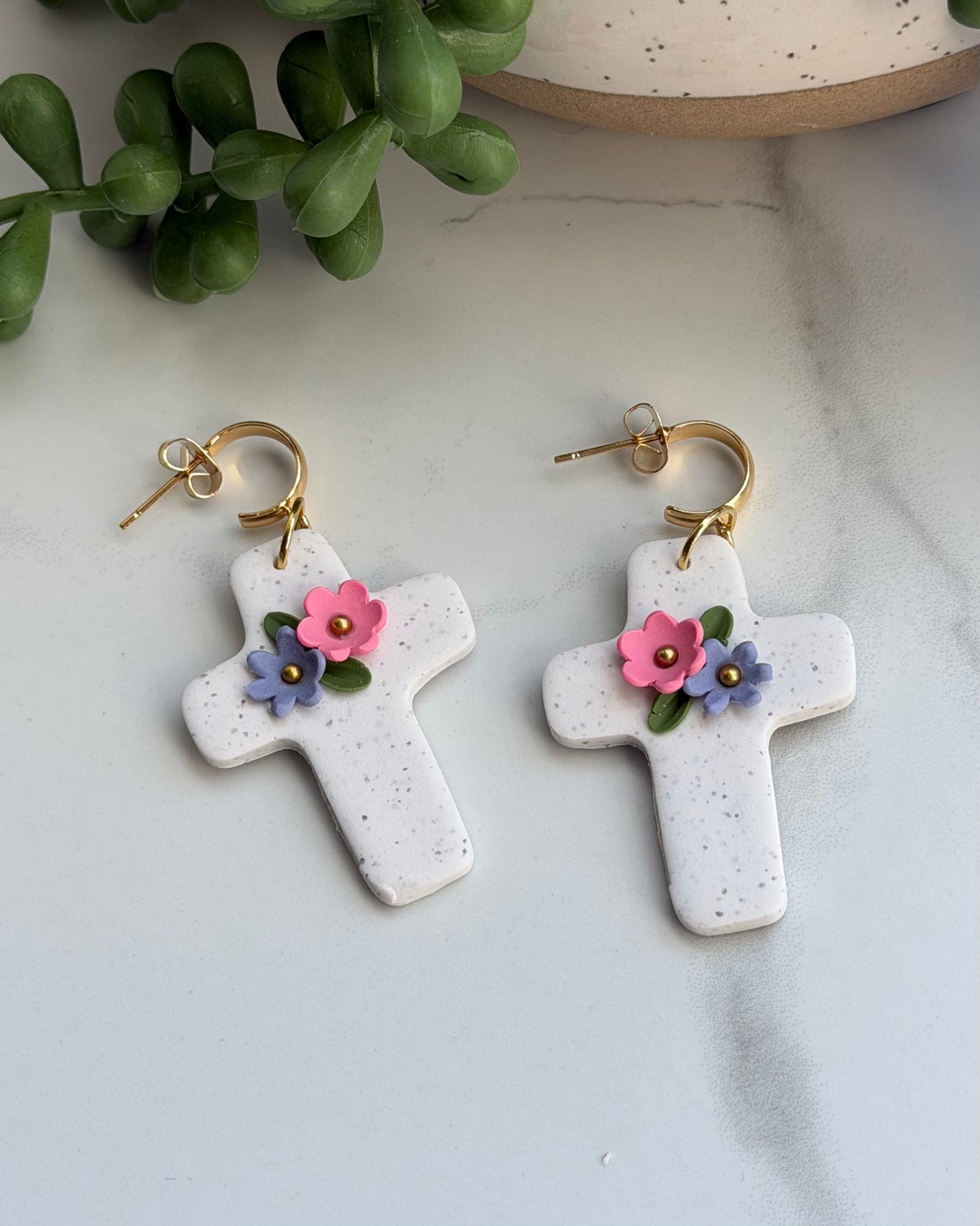 Spring Bloom Cross Earrings