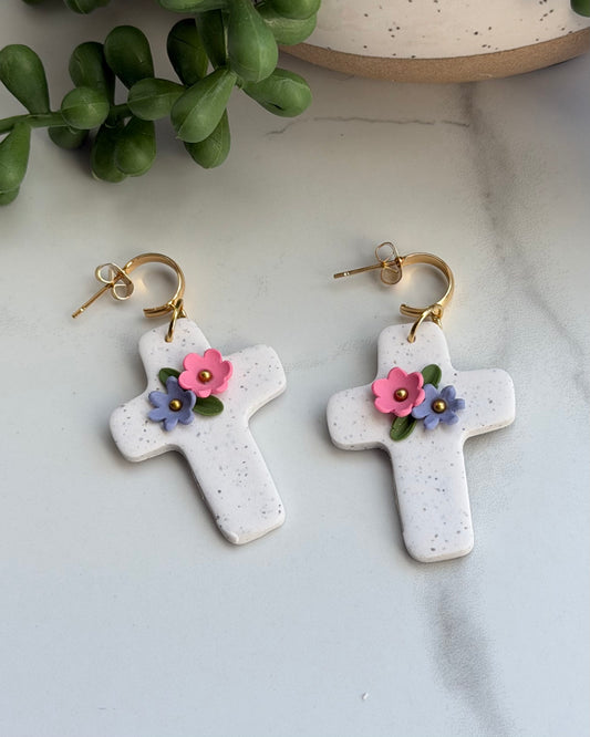 Spring Bloom Cross Earrings