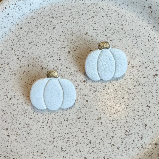 Pumpkin Post Earrings (White)