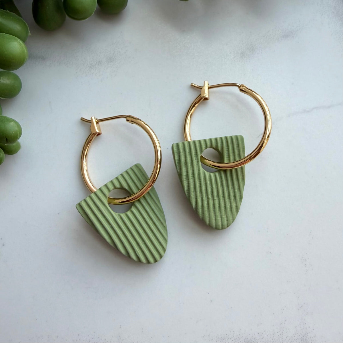 Harvest Charm Hoops (sage)