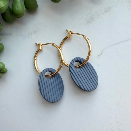 Harvest Charm Hoops (dusty blue)