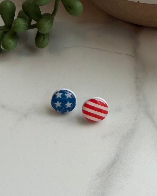 American Flag Post Earrings