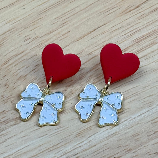 Heart Bow Post Earrings