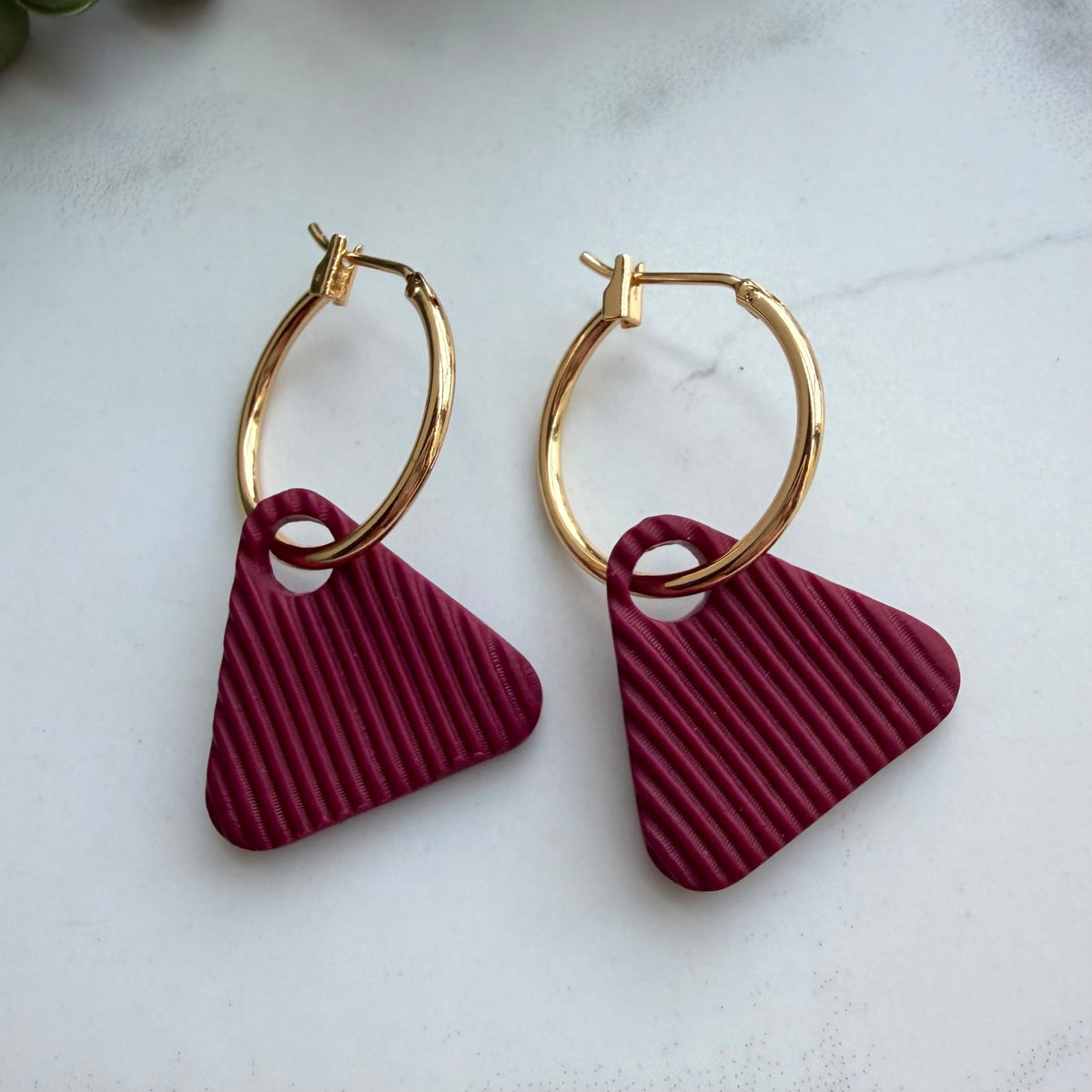 Harvest Charm Hoops (cranberry)