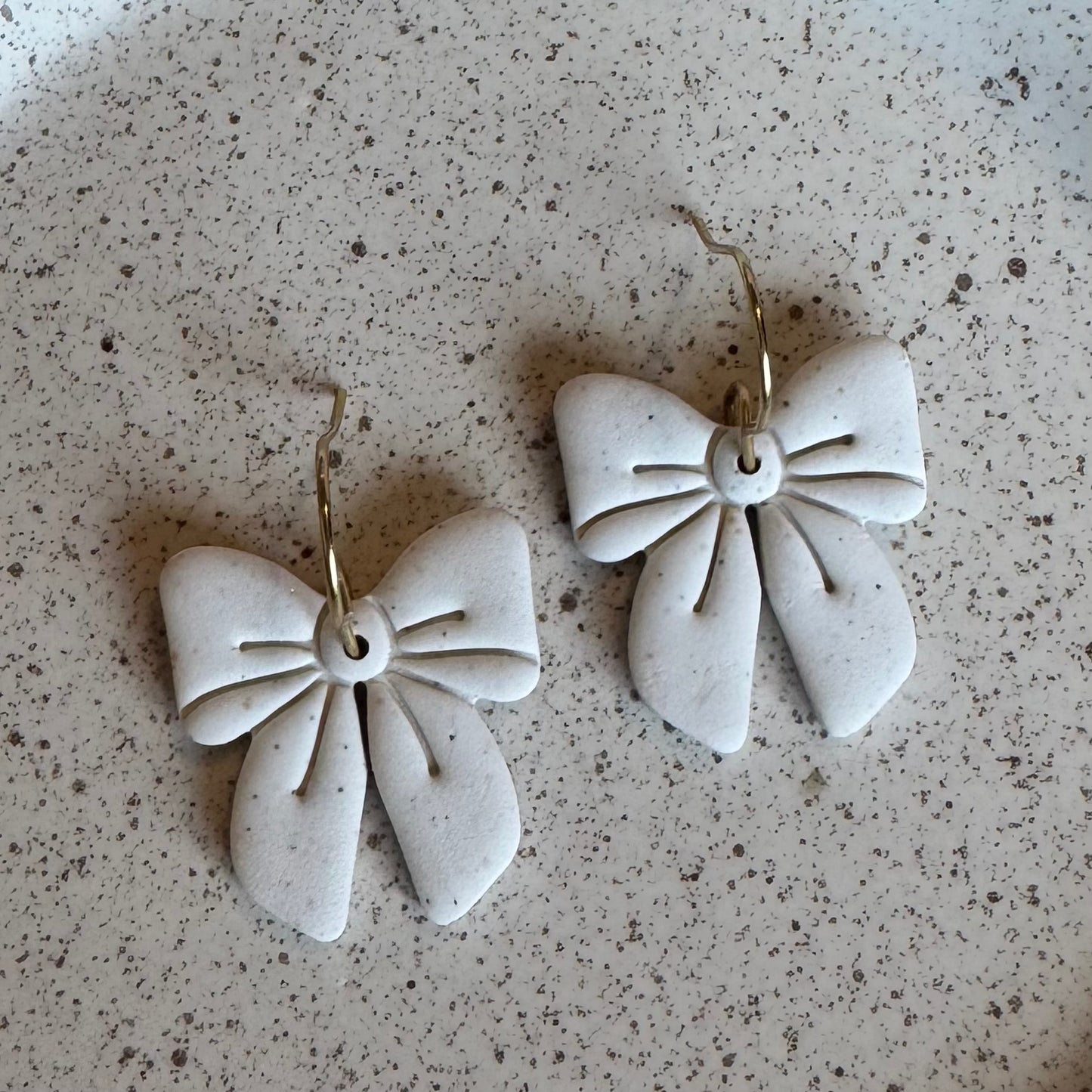 Bow Fishhook Earrings (white)
