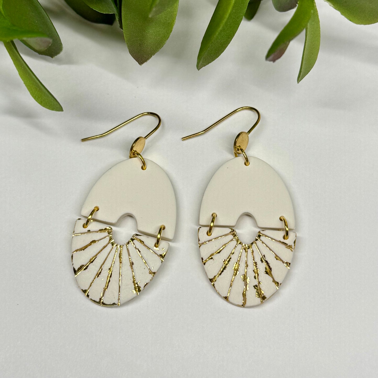 Radiant Fan Drop Earrings (white)