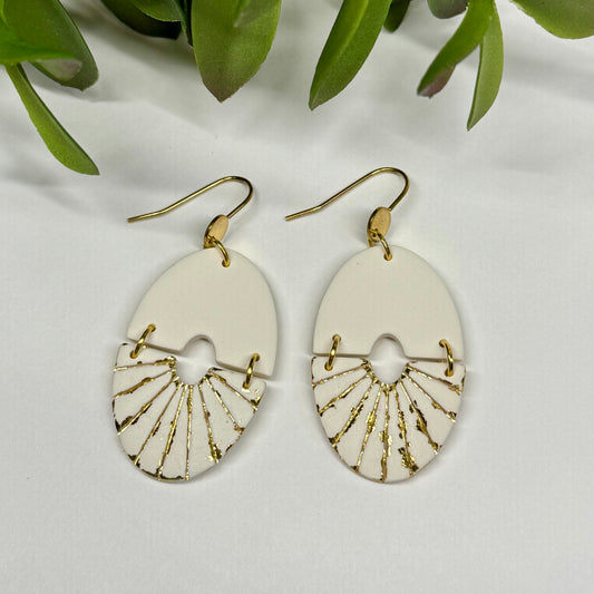 Radiant Fan Drop Earrings (white)