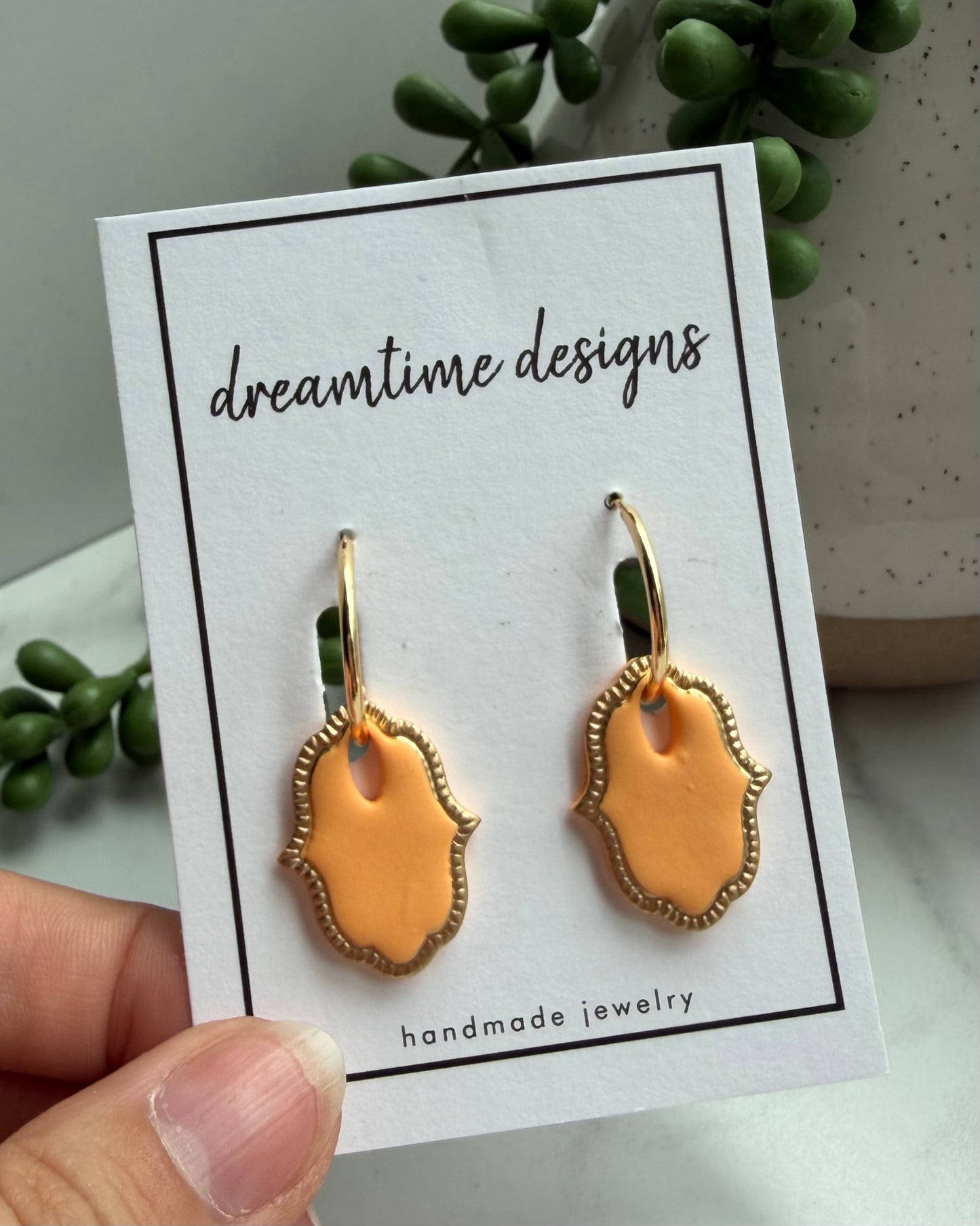 Halo Frame Hoop Earrings (Orange)