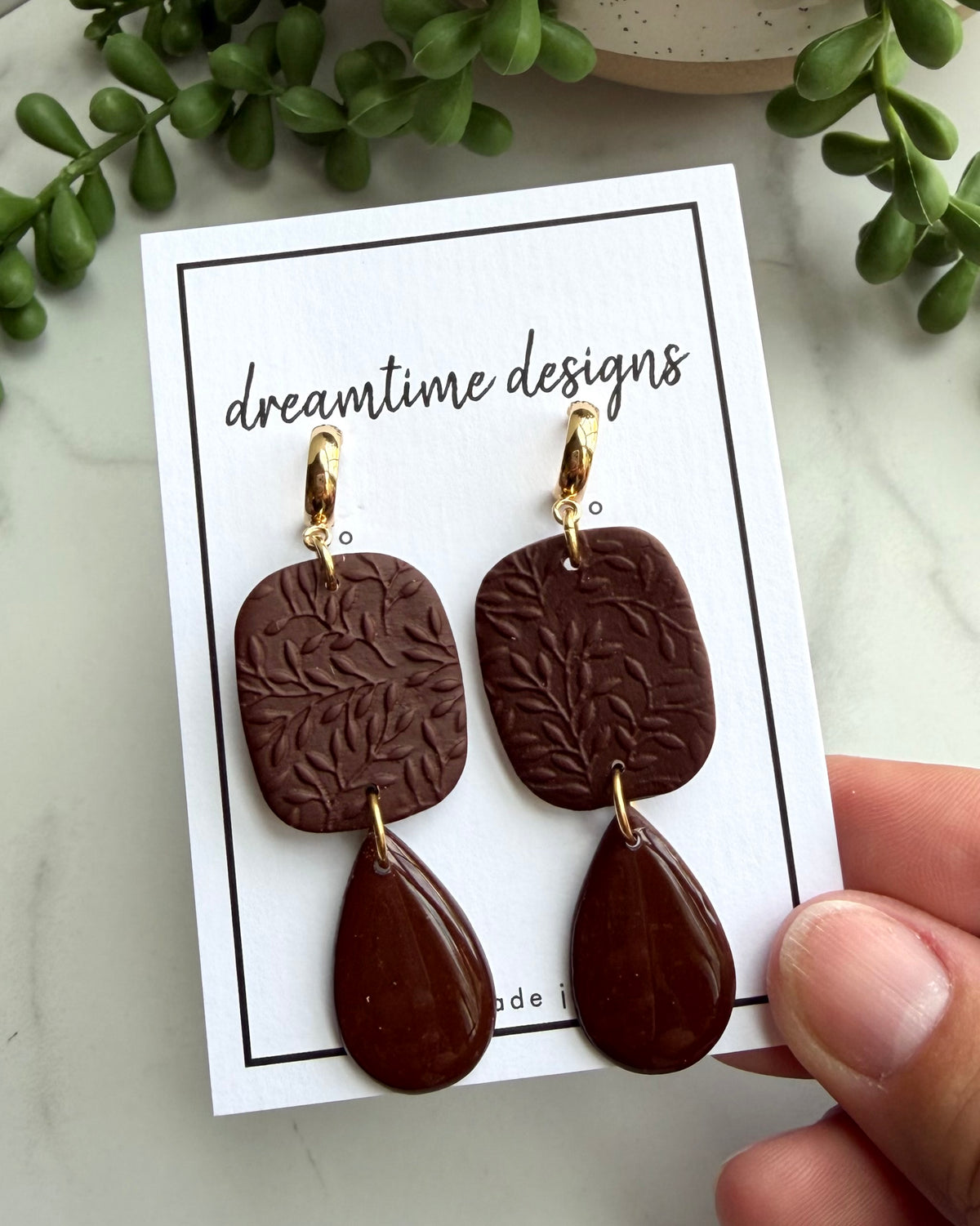 Textured Drop Earrings (chocolate)