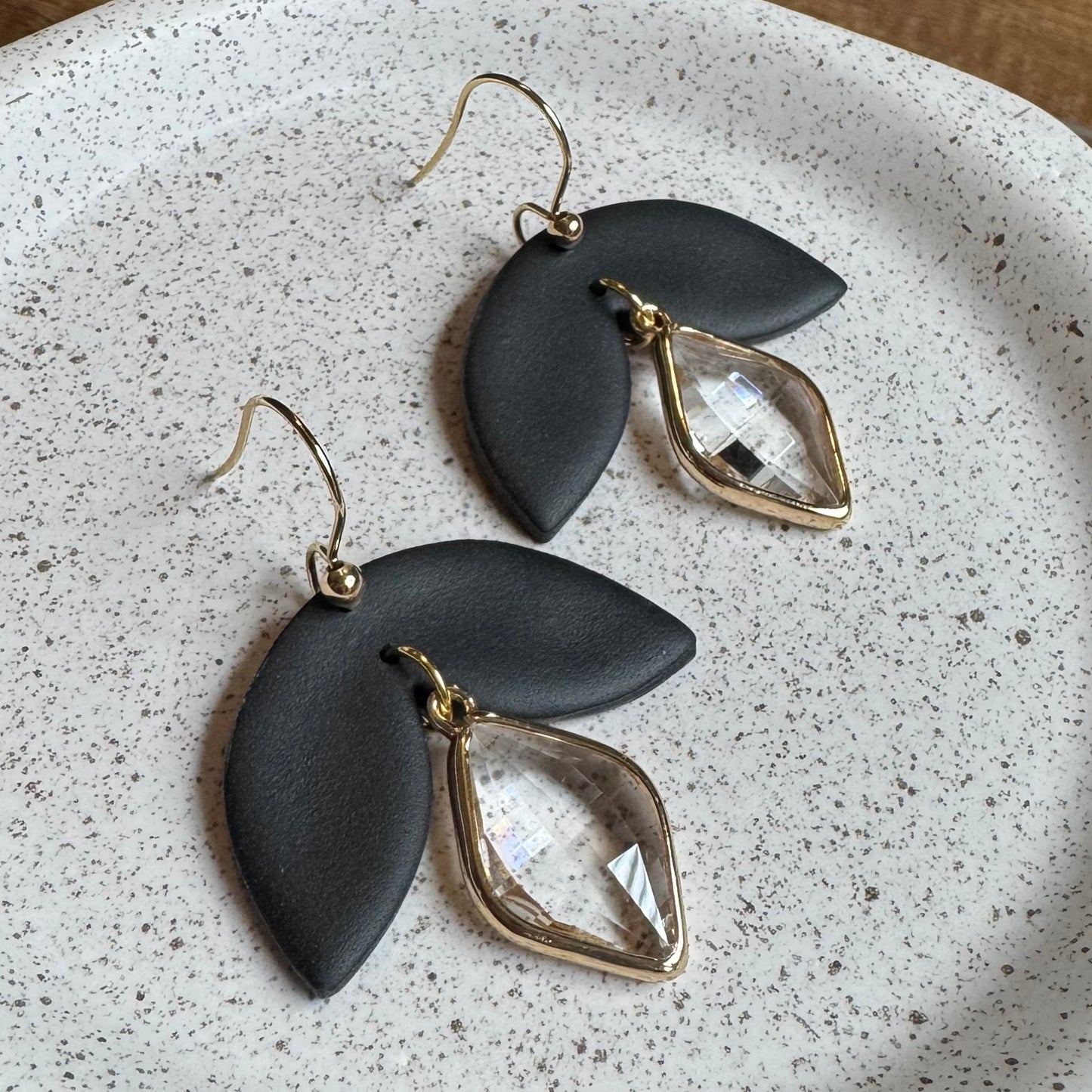 Luna Drop Fishhook Earrings (Black)