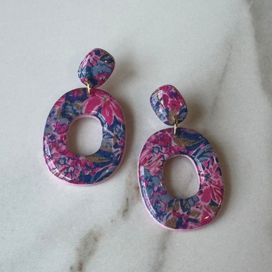 Garden Party Floral Oval Post Earrings