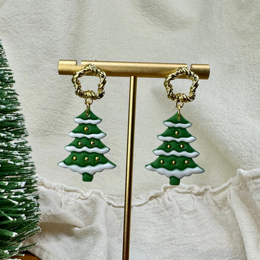 Green Tree Post Earrings