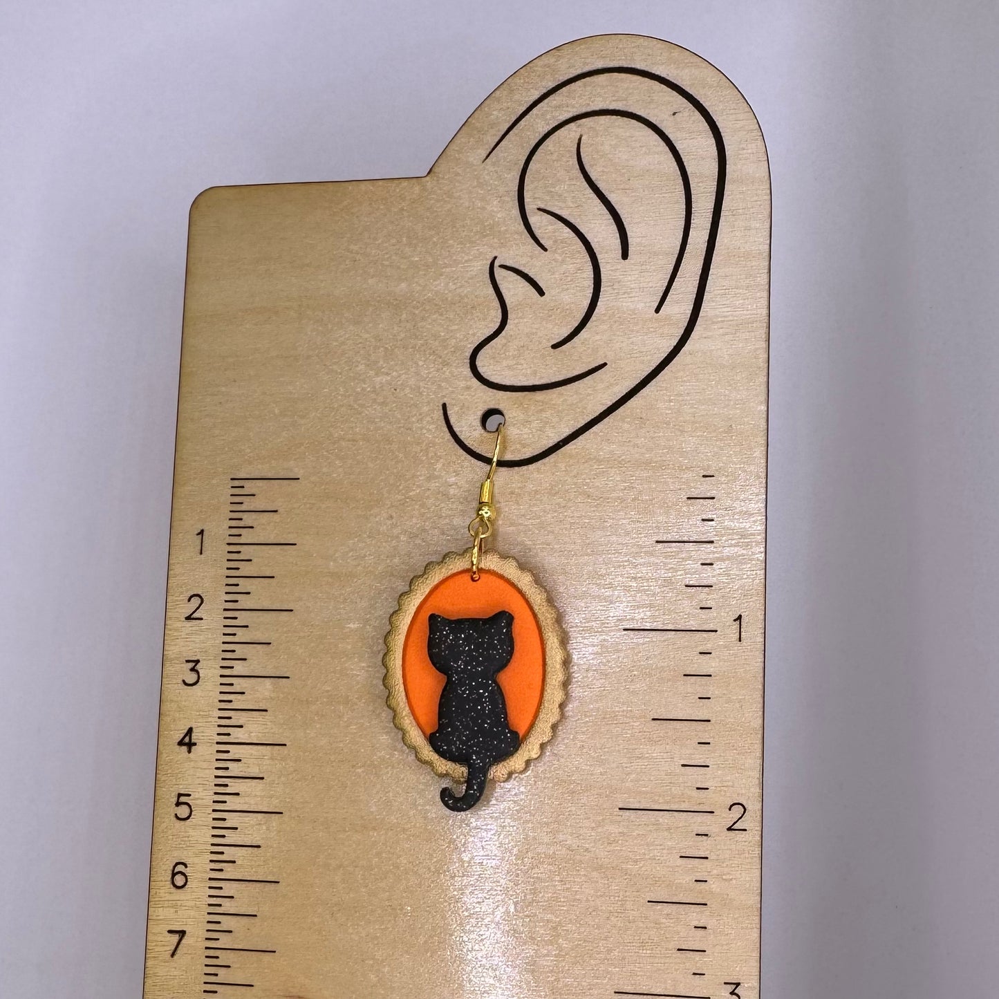 Glitter Black Cat Fishhook Earrings