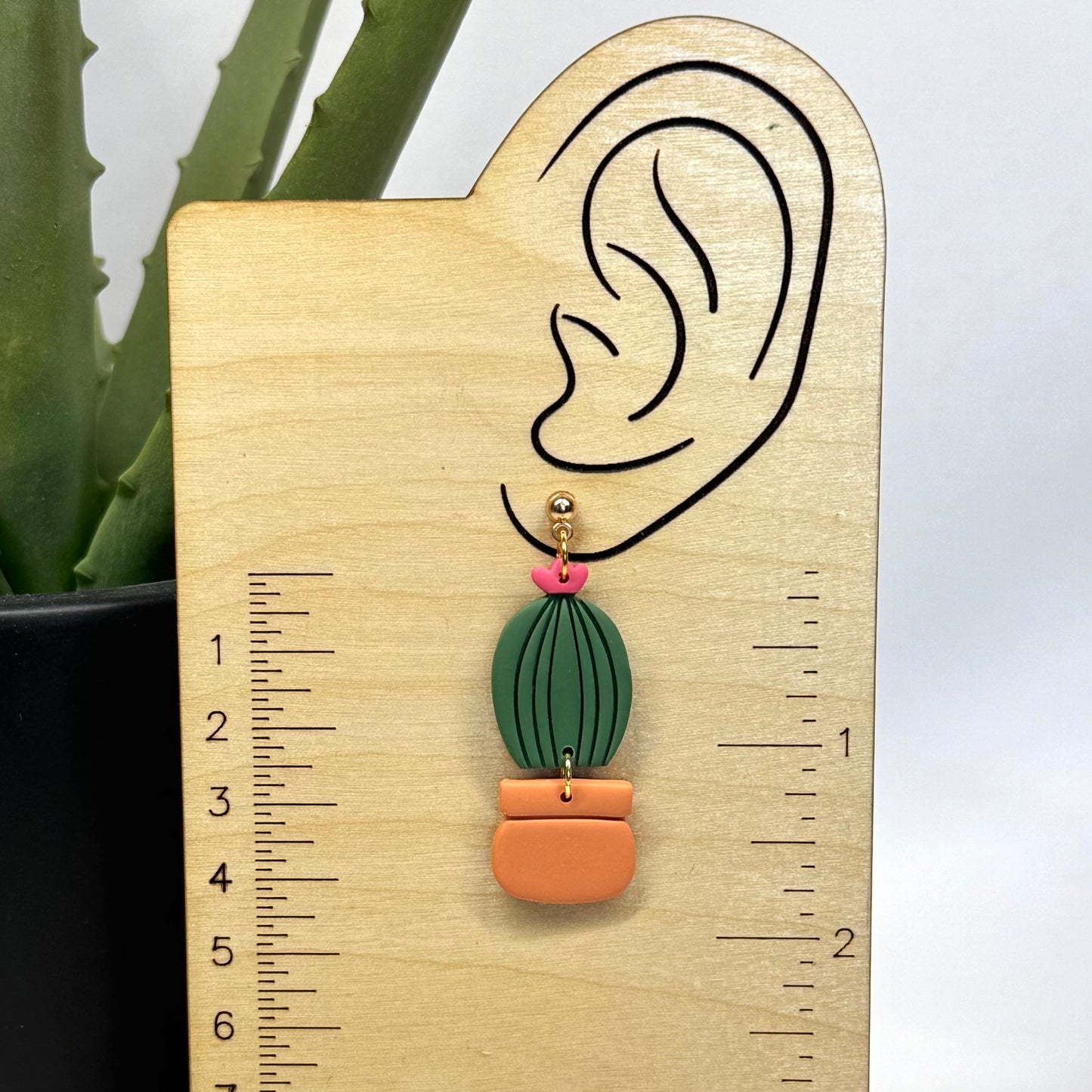 Cactus with Flower Post Earrings