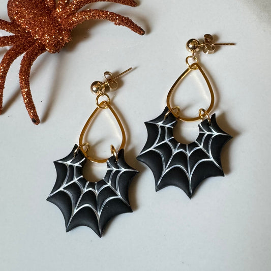 Spider Web Post Dangle Earrings